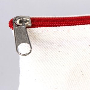 Red Zipper Blank Cotton Pouch Durable 8x6 Clutch <b>Bag</b> for <b>Large</b> Makeup Storage Custom Logo Printed Double <b>Cosmetic</b> Makeup <b>Bag</b> - Product Image 4