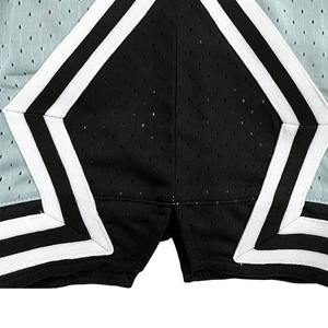 <b>Mens</b> grey basketball <b>shorts</b> with <b>black</b> side panels white <b>black</b> trim breathable quick dry gym training sportswear - Product Image 3