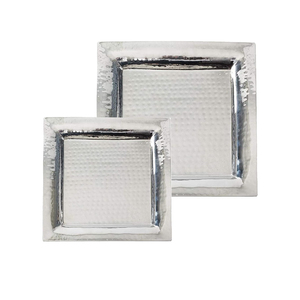 Plateau de service en cuivre martelé au design simple, chromé |   Plateau alimentaire haut de gamme pour apéritifs, collations, restaurants et repas à domicile - Product Image 4