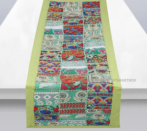 Chemin de table et décoration murale vintage indien bohème en coton brodé, écologique, multi-usage, personnalisable, patchwork floral - Product Image 2