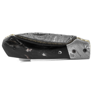 DD-FK-611 en acier damas fait à la main 90mm 58-62 HRC couteau pliant manche en corne de buffle vente chaude survie en plein air multi-outil pour - Product Image 3