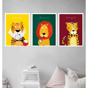 Ensemble de 3 affiches pour chambre d'enfant au design moderne, 30 x 40 cm, avec de grands chats - Product Image 4