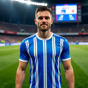 เสื้อเจอร์ซีย์ฟุตบอลพิมพ์ซับลิเมชันเสื้อฝึกซ้อมแขนสั้นผ้าโพลีเอสเตอร์100% แห้งเร็ว - Product Image 2