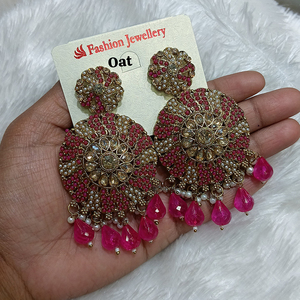 ต่างหูห้อยชุบทองหรูหราด้วยหินคริสตัลไข่มุกและลูกปัดเครื่องประดับชาติพันธุ์แบบดั้งเดิมสำหรับผู้หญิงและเด็กผู้หญิง - Product Image 4