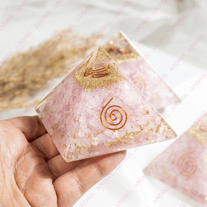 Pirámide de Cristal Tallada de Cuarzo Rosa Orgone, Piedra Preciosa Feng Shui, para Meditación y Decoración del Hogar, Venta al Por Mayor - Product Image 2
