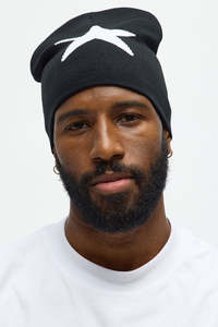 Elegante negro 100% acrílico tejido Beanie Bold White Star diseño de dibujos animados/Argyle para el calor del invierno comodidad diaria de moda Unisex - Product Image 3