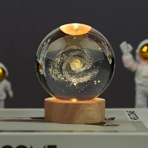 Desidiya 3D Crystal <b>Ball</b> Art Deco Night Light LED Silicone Stand Glass Sphere Home Decor Gift for Ramadan Graduation Women Men - Product Image 3