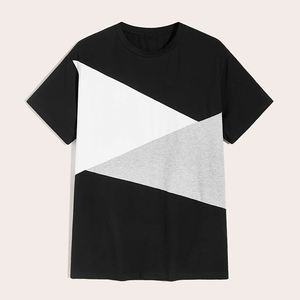 Camiseta personalizada de color de bloque para hombre, ropa de verano, material de algodón de cuello redondo de gran tamaño liso, camisetas de manga corta de secado rápido para hombre 2024 - Product Image 4