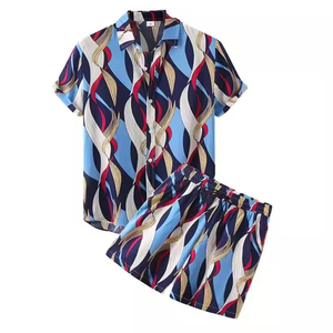 Conjuntos de polos y pantalones cortos de algodón y lino de verano, traje de playa para hombre, conjunto corto de 2 piezas liso para hombre - Product Image 1