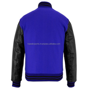 Blouson universitaire OEM 2026 pour homme, le plus vendu, en laine bleue avec manches en cuir noir, 100% haute qualité, faible MOQ, vestes chauffantes tendance - Product Image 2