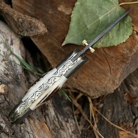 Couteau pliant de survie pour la chasse, la défense personnelle, le camping, couteau tactique de poche en acier Damas par Biolex Instruments
