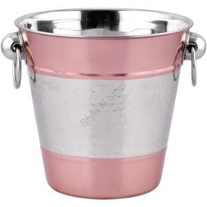 Seau à glace en acier inoxydable de conception martelée pour boissons - Product Image 1