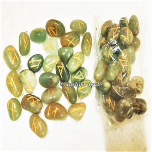 Aventurine verte Tumble Stone Rune Set Oeuf Motif Quartz Agate Cristaux pour Chakra Équilibrage Reiki Méditation Feng Shui Guérison - Product Image 2