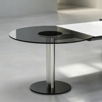 Bureau de direction moderne de luxe blanc et noir avec armoire de rangement et table ronde en verre – Mobilier de bureau