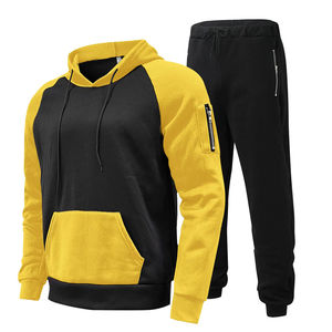 Ensemble sweat à capuche et jogging pour homme OEM 345gsm survêtement unisexe noir survêtement 2 pièces de haute qualité vêtements de sport - Product Image 1