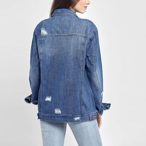 Veste en jean pour femmes Vêtements décontractés en gros OEM Veste d'automne pour femmes Manteau boutonné en jean Veste en jean surdimensionnée pour dames - Product Image 3