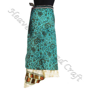 กระโปรงทรงโบฮีเมียนอินเดียชุดเดรสเมจิก2ชั้นแบบกลับด้านได้ผ้าไหมผ้าแพรยาวกระโปรงยาวยาวยาวผ้าไหมส่าหรีเมจิก - Product Image 1