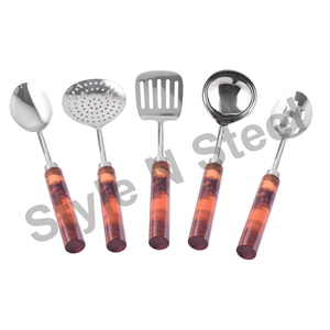 Juego de herramientas de cocina Premium de 5 piezas, mango de resina de lujo con juego de herramientas de cocina elegante de acero inoxidable - Product Image 1