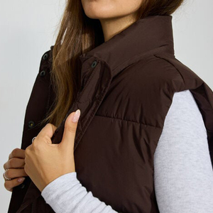 Chaqueta Acolchada sin Mangas de Alta Calidad al por Mayor, Transpirable, de Nailon, Imprime Tu Logotipo Personalizado, Abrigo de Algodón con Plumón para Mujer, Invierno - Product Image 4