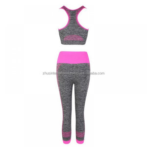 Customized Women Sports Workout Yoga <b>Leggings</b> Two Piece Sets Free Sports Bra & High Waist Pants Custom Style Oem - Product Image 3