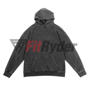 Sweat à capuche personnalisé surdimensionné lavé à l'acide tissu tricoté respirant à séchage rapide hiver Design Vintage Logo personnalisé 100% coton solide - Product Image 6