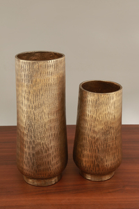 Vase à fleur en aluminium de forme moderne dernière conception texturée vente chaude pour la décoration intérieure-chambre à coucher salon utilisation de mariage - Product Image 5