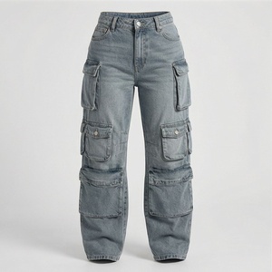 Pantalones Vaqueros Rotos de Moda al por Mayor, Pantalones de Mezclilla para Mujer con Bolsillos Laterales, Pantalones Cargo de Moda Urbana para Mujer - Product Image 1
