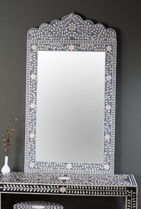 Miroir mural classique moderne avec incrustations d'os, finition artisanale, miroir décoratif design pour les murs intérieurs élégants - Product Image 3