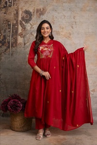 Ensemble Kurta Pantalon Long Col en V pour Femmes Vêtement Traditionnel Premium Fabrication Directe Meilleur Prix de Vente en Gros - Product Image 2