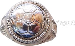 Bague pour homme, bague simple pour les amateurs de football, bague signet lourde, cadeau pour les fans, Noël, fabrication artisanale, bijoux personnalisés, bague en argent massif 925 - Product Image 4