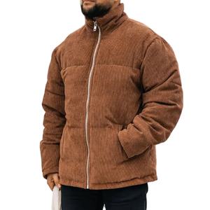 เสื้อแจ็คเก็ตบอมเบอร์ผ้าคอร์ดูรอยถักขนแกะสำหรับฤดูหนาว  โลโก้แบบกำหนดเอง  คอกลม ทรงหลวม ระบายอากาศได้ดี กันลม ซับในด้วยขนสัตว์ - Product Image 1