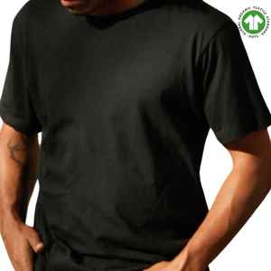 Camiseta orgánica negra para hombre, jersey de 4,3 oz, suave y flexible con cuello acanalado para la comodidad diaria - Product Image 5