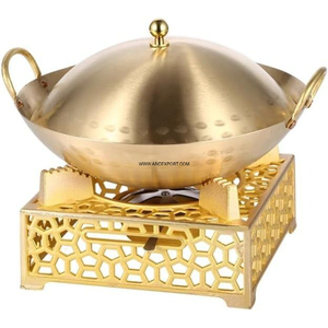 Calentador de alimentos de diseñador de Metal de cobre antiguo, plato de frotamiento, equipo de calentamiento y sujeción Premium, suministro de plato de frotamiento de diseño martillado - Product Image 3