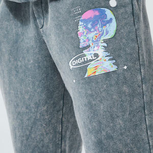 พัฟพิมพ์แบบกําหนดเองผ้าฝ้าย 100% วินเทจหนักน้ําหนักกรดล้างกางเกงเหงื่อในราคาโรงงานขายส่งที่ดีที่สุด - Product Image 6