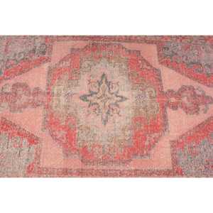 4.3x7 ft Vintage Turkish Rug, Area Rug, <b>Red</b> Gray Polka dot <b>Wool</b> Rug - Product Image 5