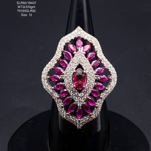 แหวนเพทายสีชมพูผลิตเองแหวนเครื่องประดับชุบทองของขวัญคริสต์มาสแหวนเครื่องประดับชั้นดีแหวนเงิน925 - Product Image 2