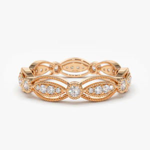 Beautiful Design Full Eternity Diamond Band Ring 14k Gold Vintage Art Deco Diamond Wedding Ring by Indian Jewelry Manufacturer - Product Image 2