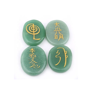 Usui reiki – Aventurine verte avec palmier Feng Shui reiki, ensemble de symboles, pierre naturelle, guérison, cristal usui, pierre précieuse reiki, vente en gros - Product Image 1