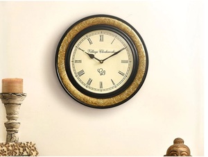 Grande horloge murale antique rétro en métal ronde silencieuse vintage étanche pour extérieur avec affichage de la température et de l'humidité - Product Image 3