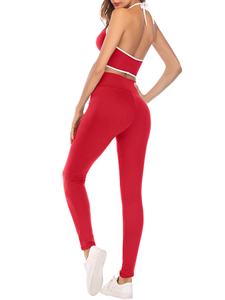 Conjunto de Yoga para mujer, sólido, transpirable, de secado rápido, conjunto de 2 piezas, ropa de entrenamiento cómoda, tela elástica, ropa deportiva alta para Fitness - Product Image 2