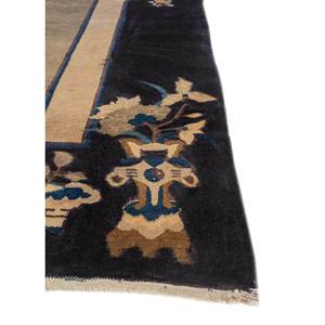 Pechino Grey & <b>Black</b> Hand Knotted Wool <b>Rug</b> Floral & Abstract Pattern for Home Hallway Rectangle Shape for Living Room-Paem-1505 - Product Image 4