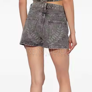 Fashion Acid Wash High Waisted Breathable Cotton Women Shorts for Festival or Beach Look 2025 - Product Image 3