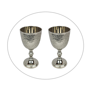 Decorative Silver Goblet Glass | Royal Engraved <b>Cup</b> <b>for</b> Home Decor Use Bar Accessories Festive Gift Premium Finish Design - Product Image 1