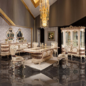 Ensemble de salle à manger grandiose Mocoto Royal Baroque, table et chaises sculptées en or, collection de meubles classiques européens - Product Image 1