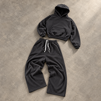 Ensemble de survêtement homme lourd et ample, comprenant un pantalon de jogging à jambes larges et un sweat à capuche zippé surdimensionné, personnalisable, pour fabricants