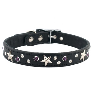 ปลอกคอสุนัขหนังแท้100% ส่วนบุคคลพร้อมกระดุมคริสตัลและดาว Conchos ทำงานซัพพลายเออร์และผู้ผลิตทุกขนาด - Product Image 1