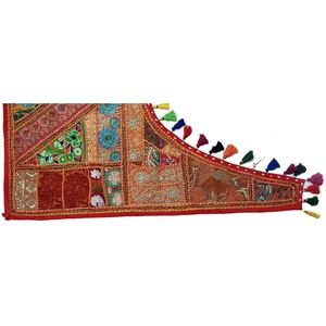 Voilage de fenêtre patchwork vintage fait main, décoration ethnique, tapisserie murale, rideaux et cantonnières - Product Image 3