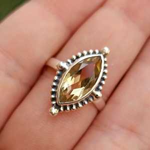 Navya Craft 925 Sterling Silver Citrine Marquise <b>Statement</b> Boho <b>Ring</b> Yellow Gemstone Jewelry 18K Sizes 4-14 US for Office - Product Image 5