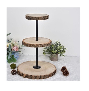 Handcrafted Cupcake Stand Latest Arrival 2 <b>Tier</b> Natural Color Christmas Decorative Acacia Wooden <b>Cake</b> Stand at Wholesale Price - Product Image 2