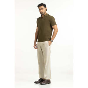 Chemise de golf pour homme, coupe classique, anti-plis, séchage rapide, tissu tricoté, brodée, unie, manches courtes, confortable, 100 % coton - Product Image 3